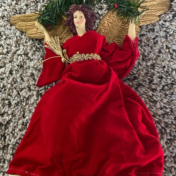 Vintage Elegant Red Angel with golden wings - Picture 2 of 4